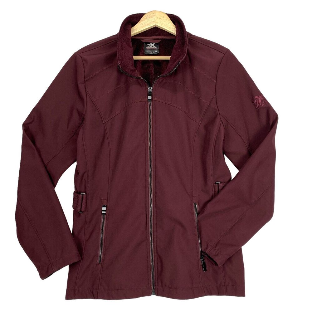 Zeroxposur Womens Water Resistant Warm Rain Jacket Plum Womens Medium Soft Shell